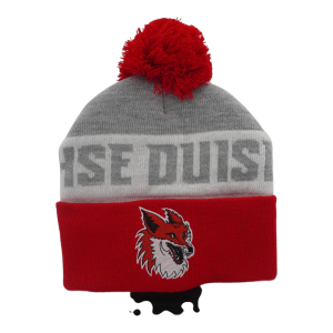 Kindermütze rot/grau